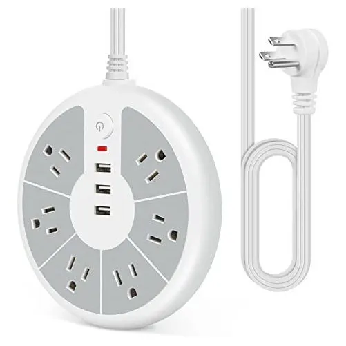 Cable De Extensión De Enchufe Plano De 3 Clavijas Con 3 Puer