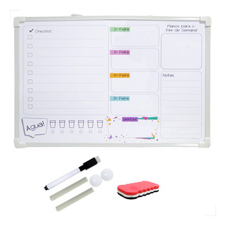 Quadro Lousa Magnética Planejamento Semanal Apagador Caneta Quadro Lousa Magnética Planejamento Semanal Apagador Caneta