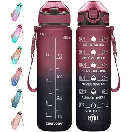 Enerbone 32 Oz Botella De Agua Con Tiempos Para Beber Tt5gb