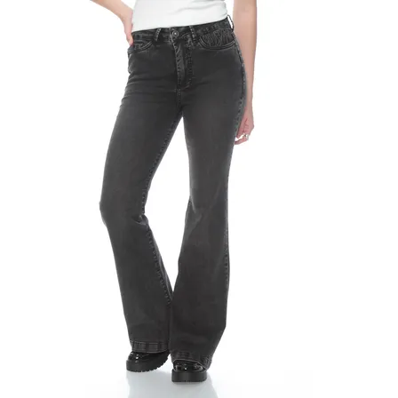 Jeans Wados Flare Tiro Alto Push Up Pretina Basica 1 Boton