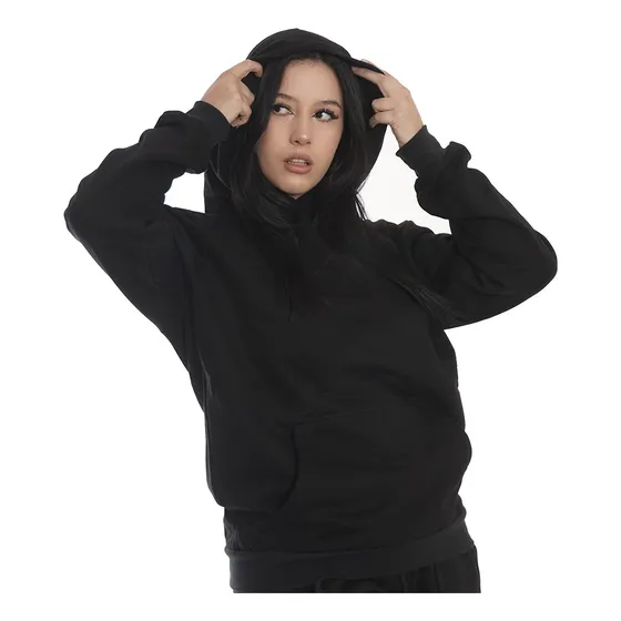 Buzo Canguro C Capucha Liso De Frisa Mujer Talles Y Colores