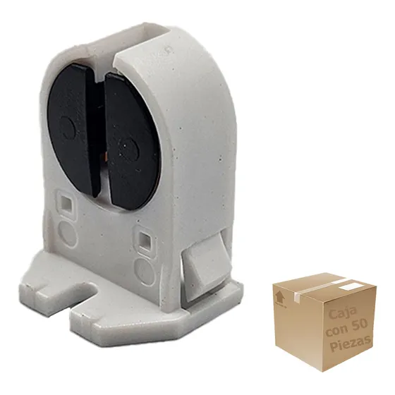 50 Pzs Portalampara Para Tubo T8 660w Fluorescente Argos 9400995 Color Blanco