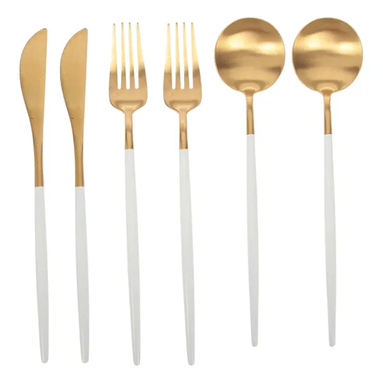 Cubiertos Set Dorado Premium Descartables Fiesta Eventos X6