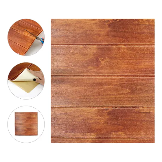 Panel Placa 3d Autoadhesivo Decorativas Pared Vinílico X 5u Color Madera Olmo