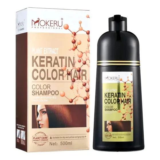 Champú Tinte Profesional Kera Color Negro Y Marrón Oscuro