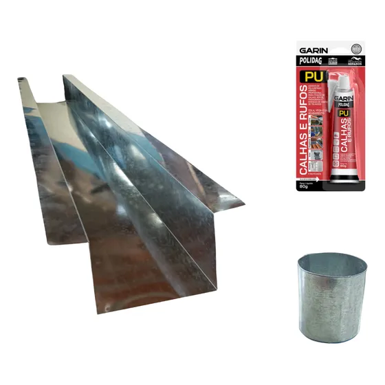 Kit 3 Metros Calha Em U Galvanizada (corte 60cm)