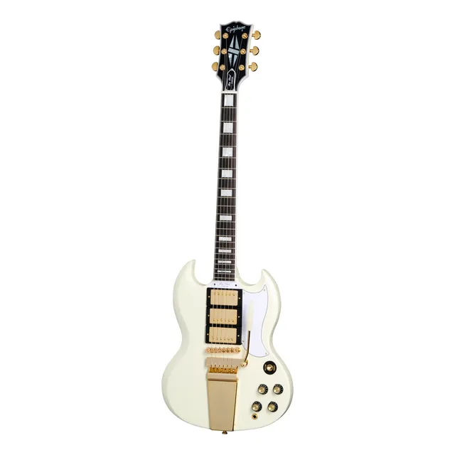 EpiPhone Les Paul Sg 1963 Custom With Maestro Vibrola Color Blanco Material Del Diapasón Ébano Orientación De La Mano Diestro