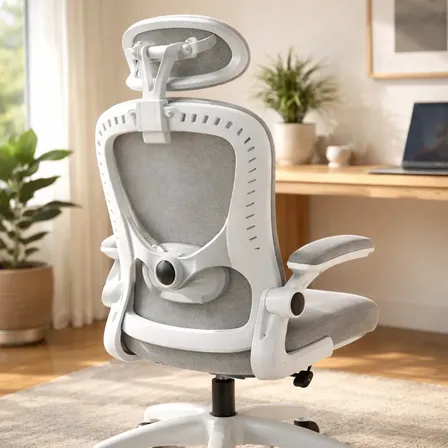 Cadeira Escritório Confortável Ergonômica Giratória Legacy Cinza Algodão