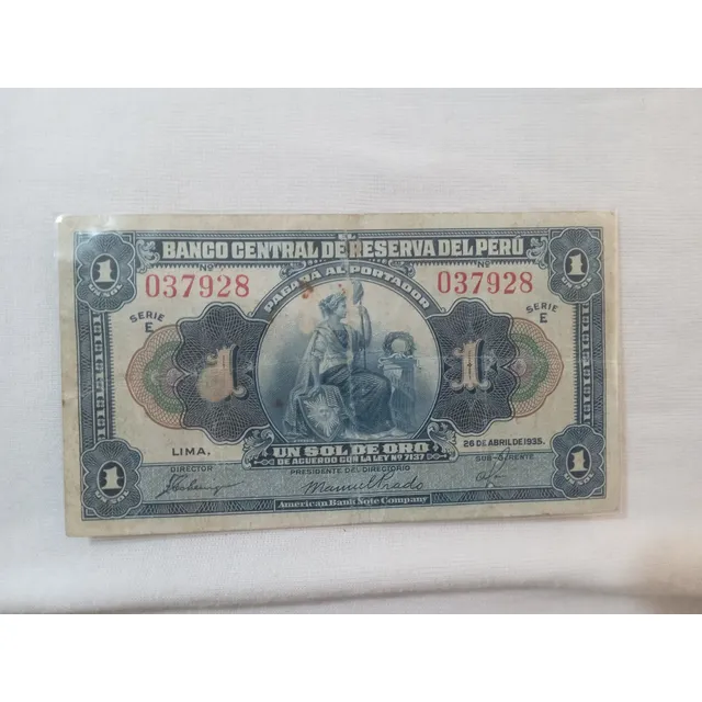 Billete De Perú 1 Sol Del Año 1935