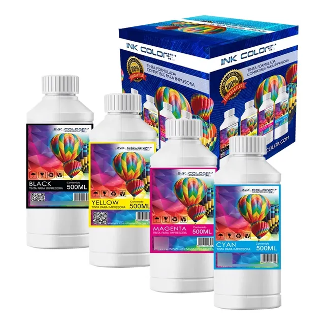 4 Medios Litros Tinta Genérica Para Eps L210 L475 L555 L380