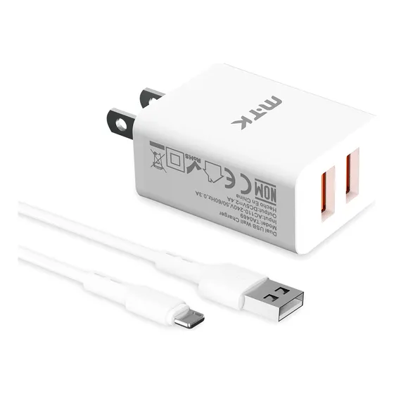 Cargador Doble Puerto Usb Micro-usb 15w Carga Rápida