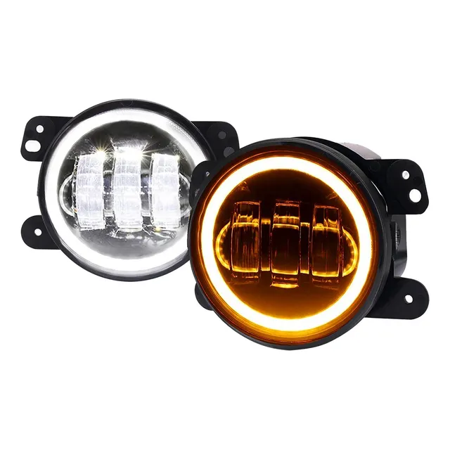 Par Faros Led Redond Niebla 4'' Aojos Angel Jeep Wrangler Jk