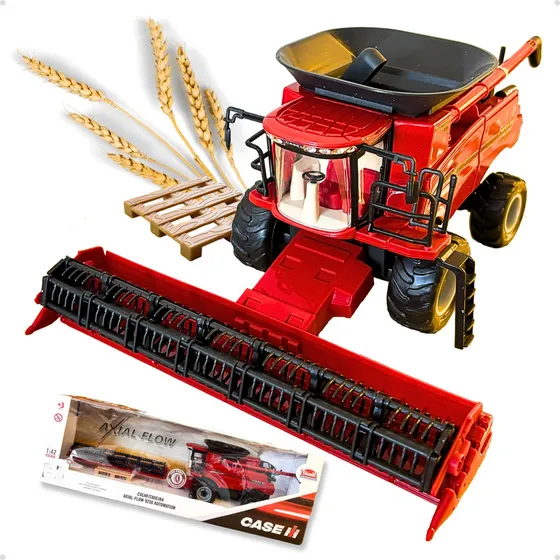 Brinquedo Trator Colheitadeira De Grãos Axial Miniatura Case