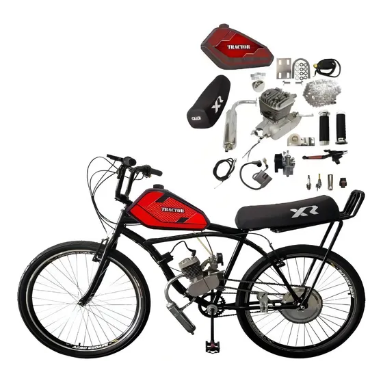 Bicicleta Motorizada Tanque 5 Litros Xr Kit&bike Desmontados Cor Vermelho Devil Montada