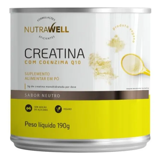 Creatina Com Coenzima Q10 Nutrawell, 190g Sabor Neutro