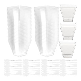 Tazas Pudín, Mini Tazas Postre Con Cucharas 50 Juegos Tazas Tazas Pudín, Mini Tazas Postre Con Cucharas 50 Juegos Tazas