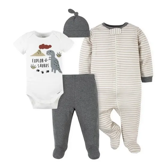Pack X4 Enterito C/ Pie, Body, Pelele C/ Pie Y Gorro Gerber