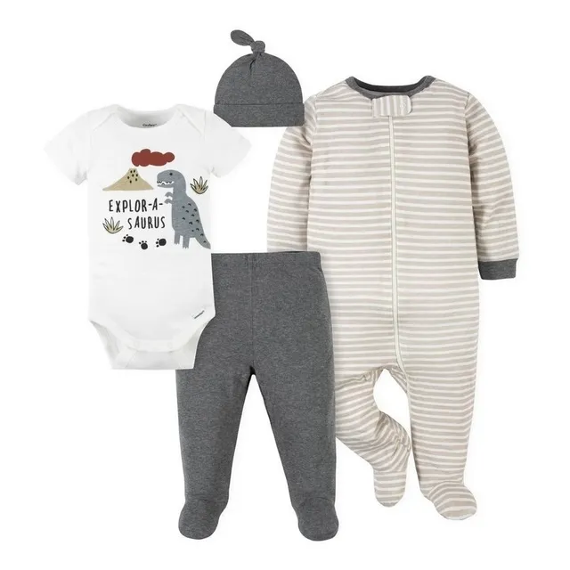 Pack X4 Enterito C/ Pie, Body, Pelele C/ Pie Y Gorro Gerber