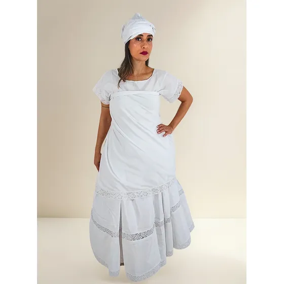 Baiana Entremeio Renda Roupa Branca Umbanda Candomblé 4 Pçs