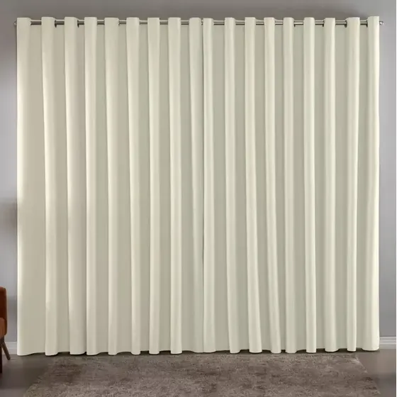 Cortina Blackout Em Tecido 3,00x2,80 Corta Luz Cor Palha