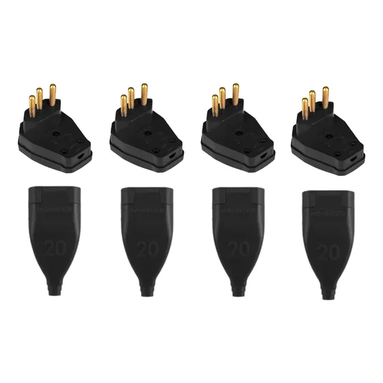 Kit 4 Tomada Fêmea 20a + Plugue Macho 20a 3 Pinos Extensão