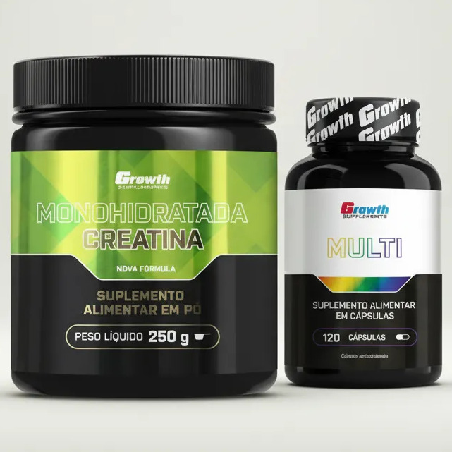 Kit Growth: Creatina Monohidratada 250g + Multivitamínico 120 Cáps Kit Growth: Creatina Monohidratada 250g + Multivitamínico 120 Cáps