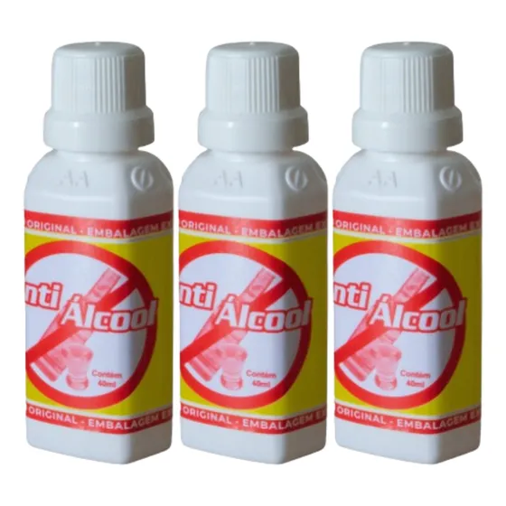 3 Anti Álcool 40ml Pare De Beber Bebendo 100% Original