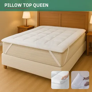 Pillow Top Queen Protetor De Colchão Percal 400 Fios Antialérgico Extra Macio Suave Premium Cor Branco