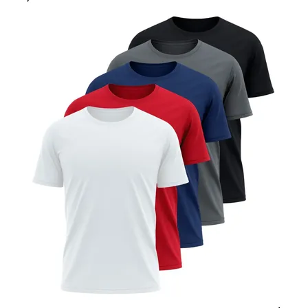 Kit 5 Camisetas Básicas Masculina Dry Fit Lisa Tradicional Variado M