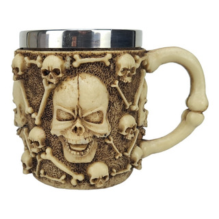 Caneca Divertida 3d Resina Caveiras Cabo Osso Chopp Cerveja Caneca Divertida 3d Resina Caveiras Cabo Osso Chopp Cerveja