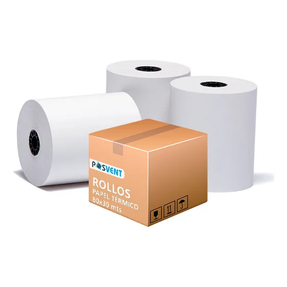 50 Rollos Papel Térmico 80x30 Para Hasar Epson Y Fiscales
