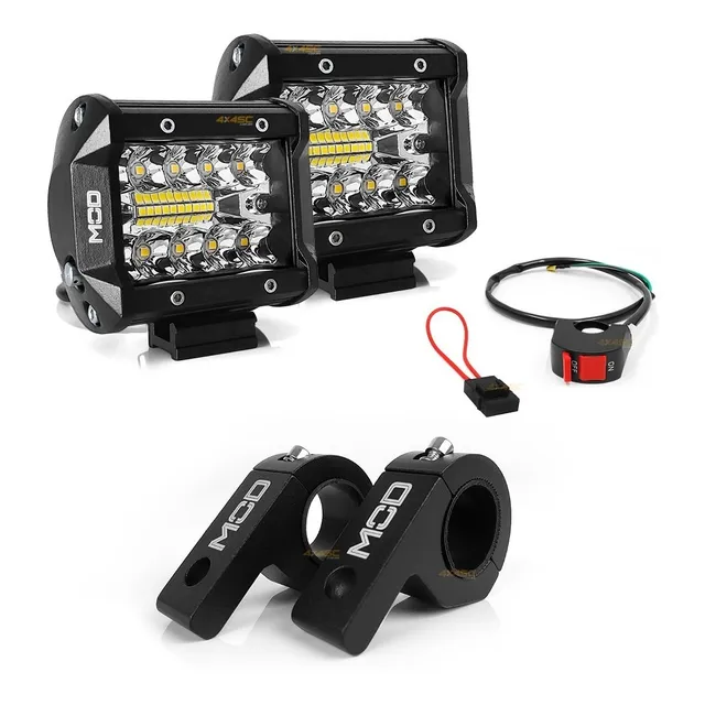Farol Milha Led P Moto 60w Cada + Suporte Abraçadeira - Par