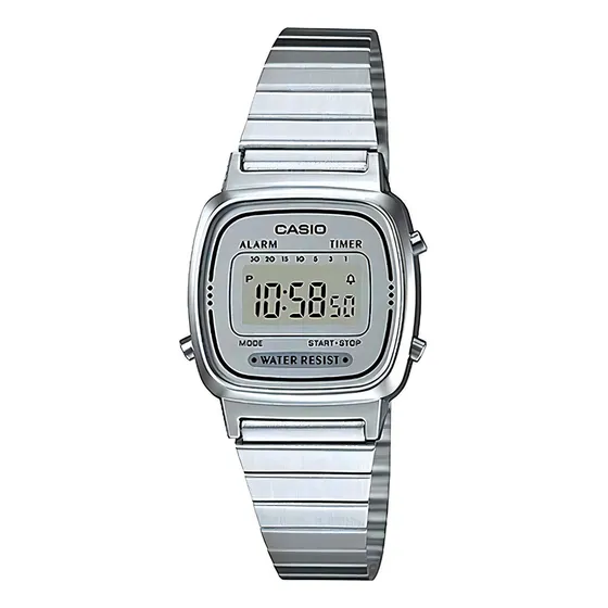 Relógio Casio Mini Feminino Vintage Digital Prata La670wa7df