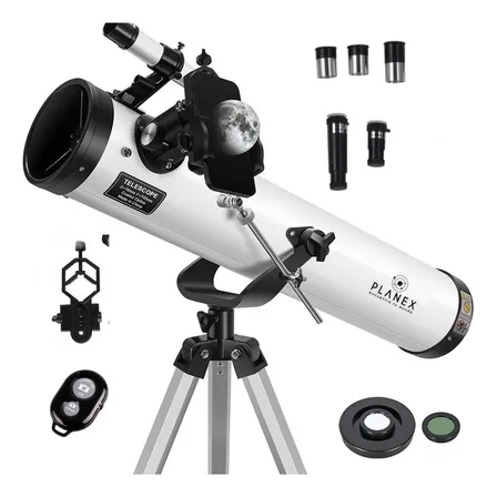 Telescopio Astronómico Newtoniano Planex F70076 Soporte Control Bluetooth Apertura 76mm