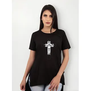 Blusa Camisa Camiseta Long Feminina Estampada Alongada Slim Blusa Camisa Camiseta Long Feminina Estampada Alongada Slim
