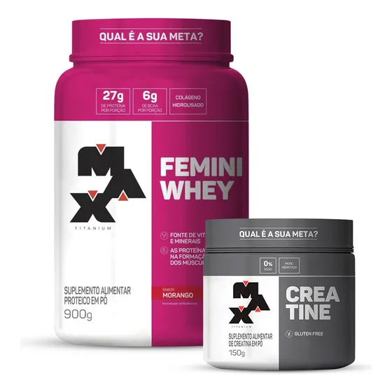 Combo Whey Feminino 900g E  Creatina Monohidratada 150g Max