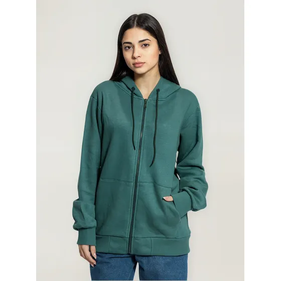 Campera Frizada Mujer Canguro Con Capucha Liso Shaffe 