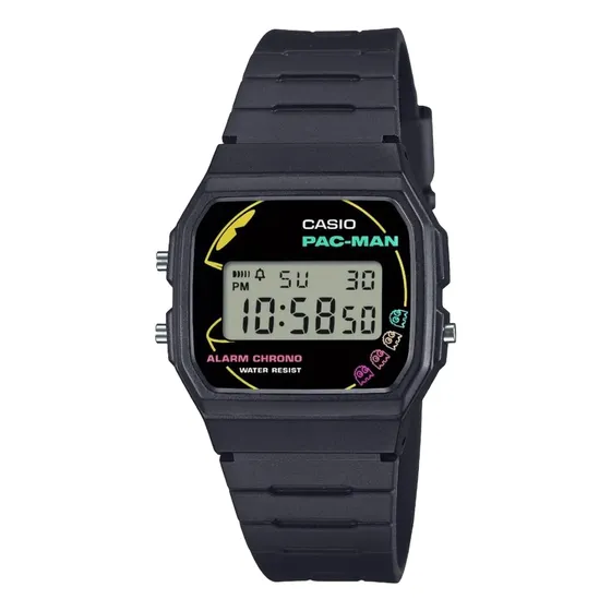 Reloj Casio Vintage F-91wpc-1acr Pac-man Negro Negro Gris
