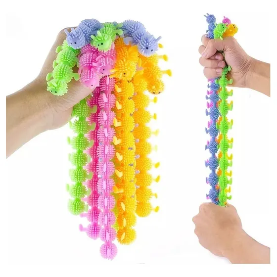 3 Gusanos Elástico Juguete Sensorial Antiestrés Colores Niño Color Multicolor