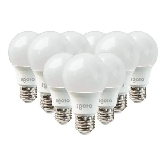 Foco Led Igoto A60 Bulbo Color Luz Fria 9w 127v 0k 810lm Por 10 Unidades