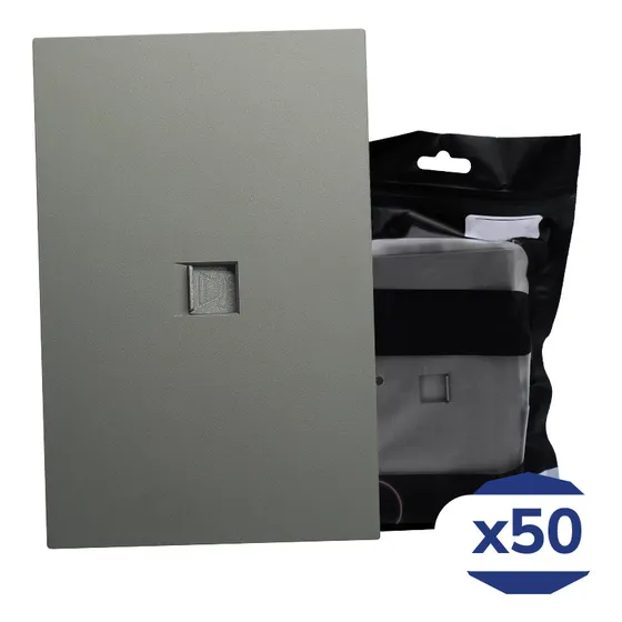 Placa Luxury Contacto Telefónico Gris Oxford 74x112mm Skin Feel Luxury Artlite Apl-408 Paquete 50 Piezas