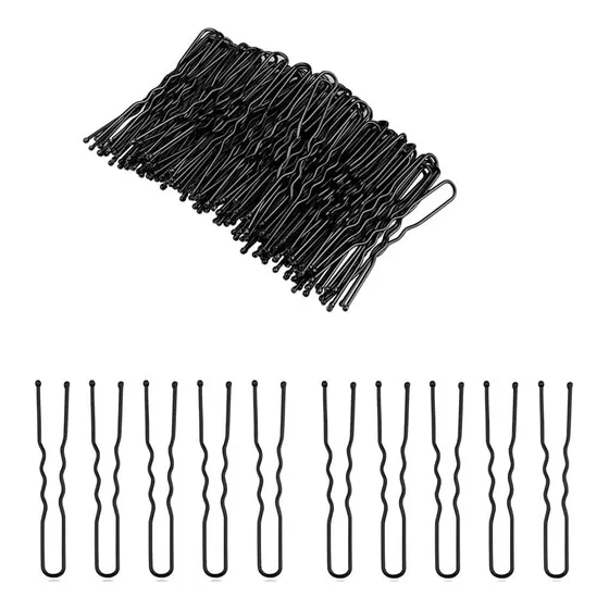 Estuche Horquillas Clips Negro Cabello X 100 Peinado Ganchos