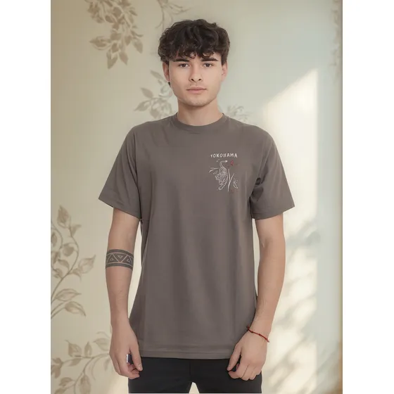 Remera Verde Musgo Estampada Algodon Hombre Exotikeo