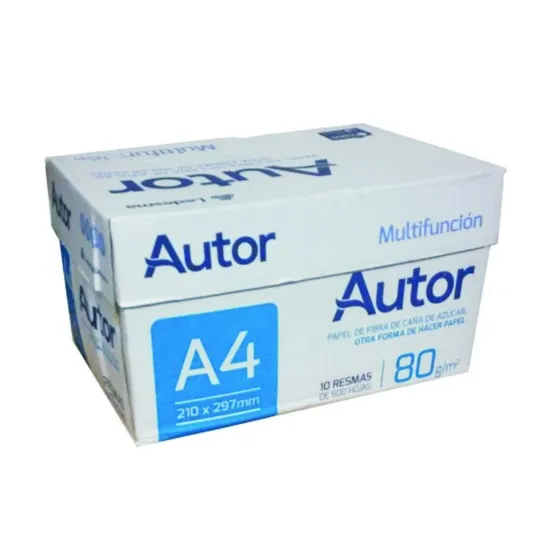 Resma A4 Caja X 10 Papel Autor 80 Gr 500 Hojas Laser Inkjet