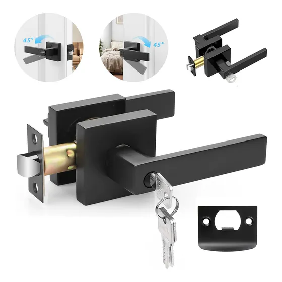 Kidomy Cerradura De Puerta Manija Seguridad Hogar Negro Satin Entire Right/left Con Llaves