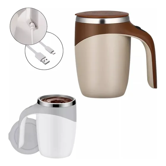 Caneca Copo Mixer Inox Misturador Automático Recarregável