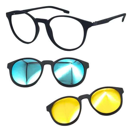 Armação Oculos Redondo Mormaii 6071 Swap2 Preto A14 An