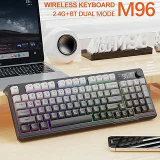Teclado Duplo Sem Fio De 2,4 G E Bluetooth M96 Noite Iluminada Pela Lua Inglês U