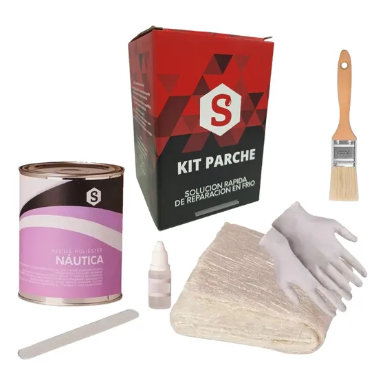 Kit Parche Fibra De Vidrio 250 Gr Resina Pincel Guante Cantidad De Granos 1