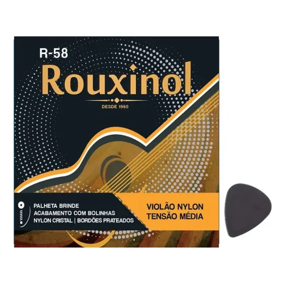 Encordoamento Cordas Violão Nylon Média Rouxinol R58 Bolinha
